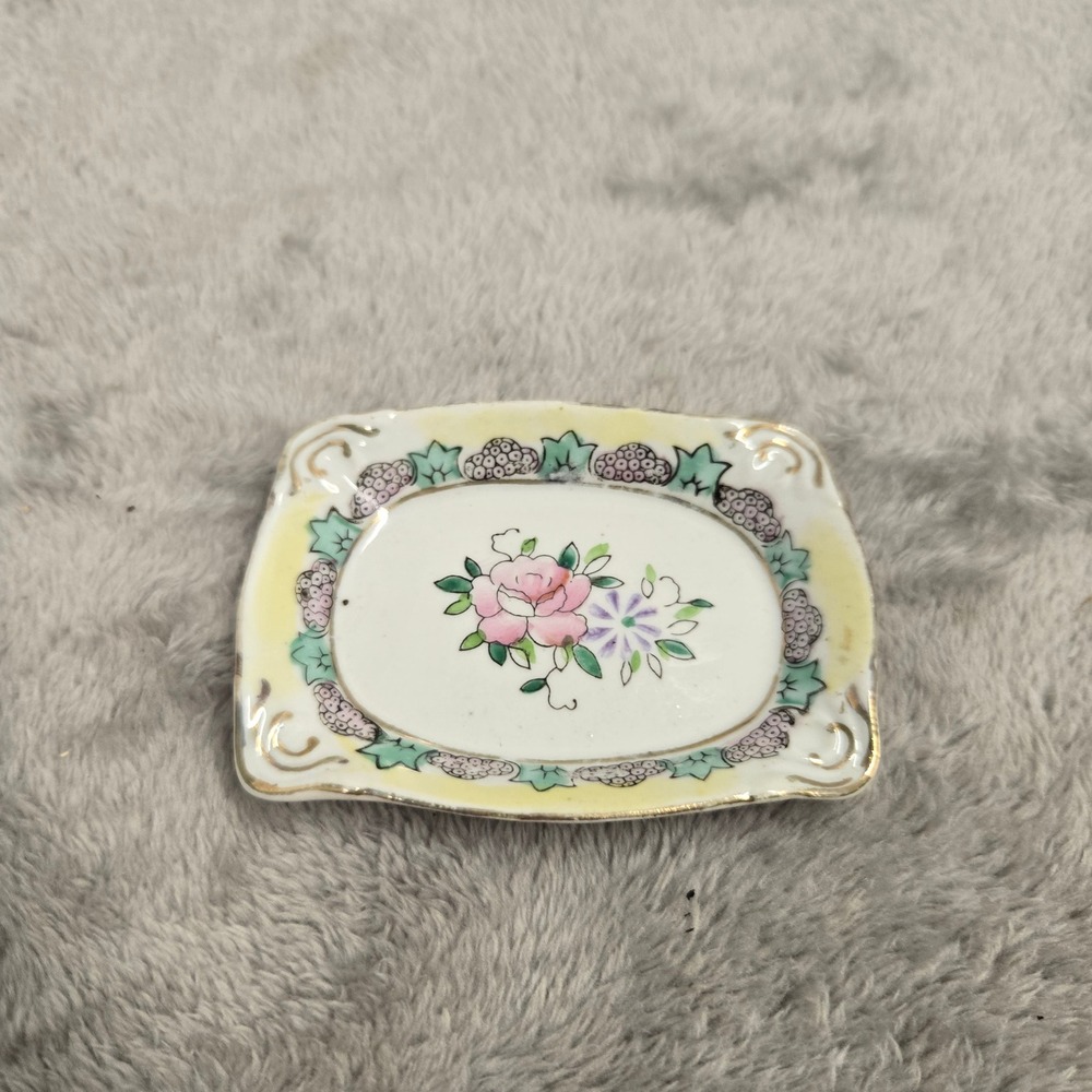 Andrea by Sadek Hand Painted Floral Trinket Dish Made in Occupied Japan Vintage
